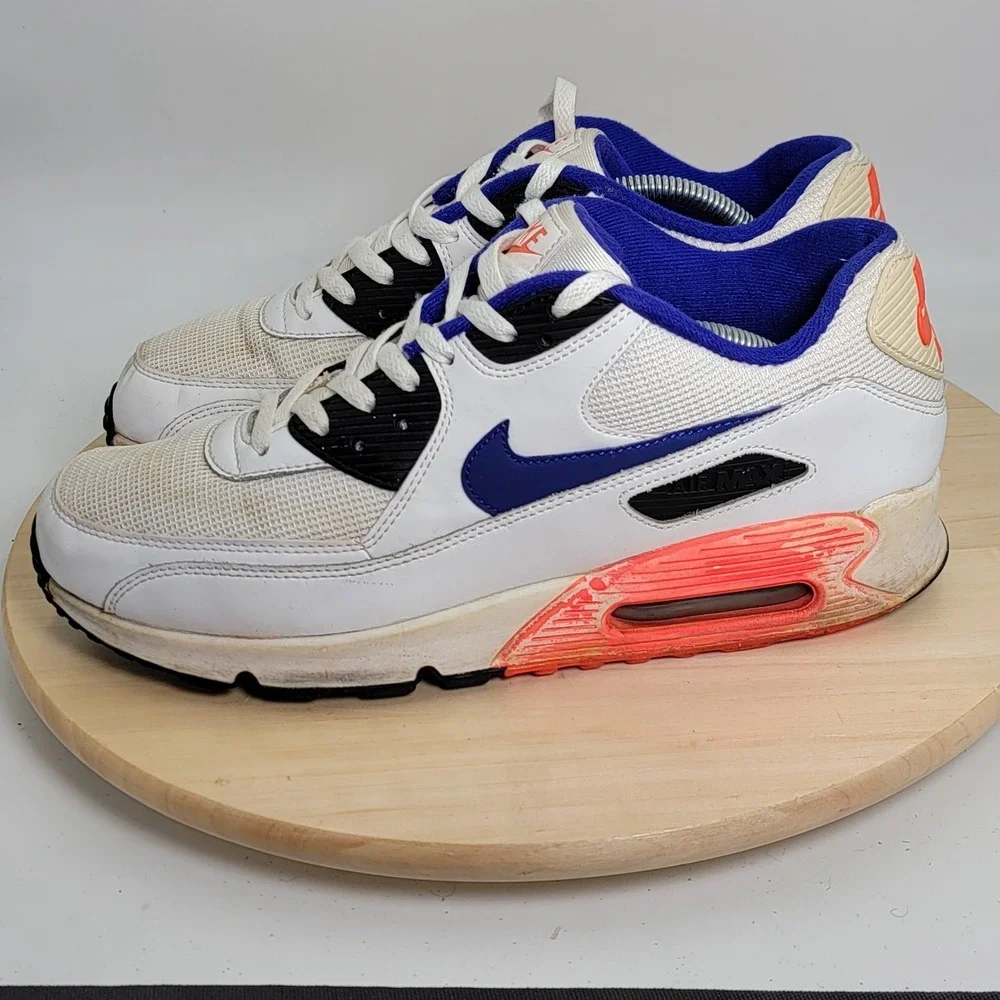 Nike Mens Air Max 90 Essential 537384-136 White Running Shoes Sneakers Size 10.5